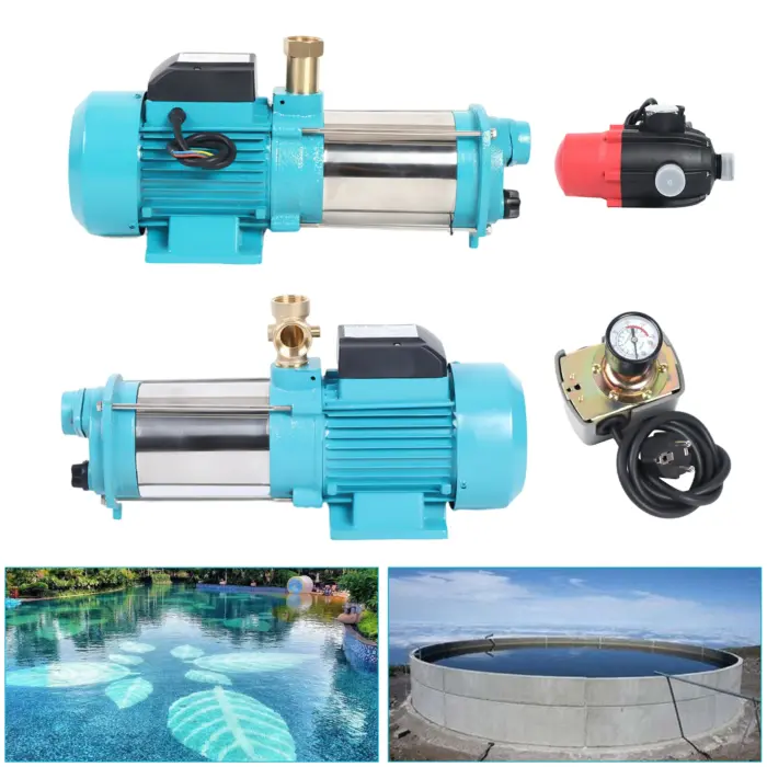 Kreiselpumpe mit Druckschalter und Manometer 4000 l/h, selbstansaugend, 1300 W, Edelstahl