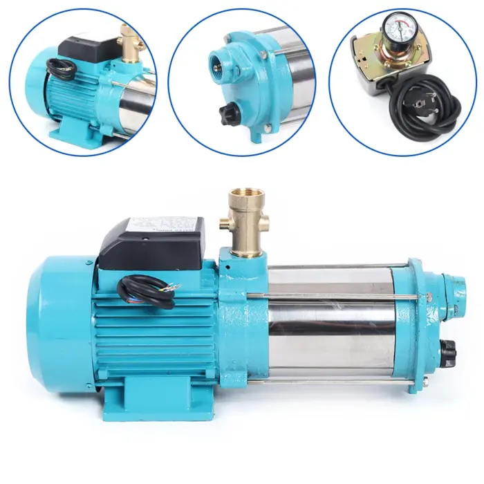 Kreiselpumpe mit Druckschalter und Manometer 4000 l/h, selbstansaugend, 1300 W, Edelstahl