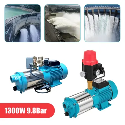 Kreiselpumpe mit Druckschalter und Manometer 4000 l/h, selbstansaugend, 1300 W, Edelstahl