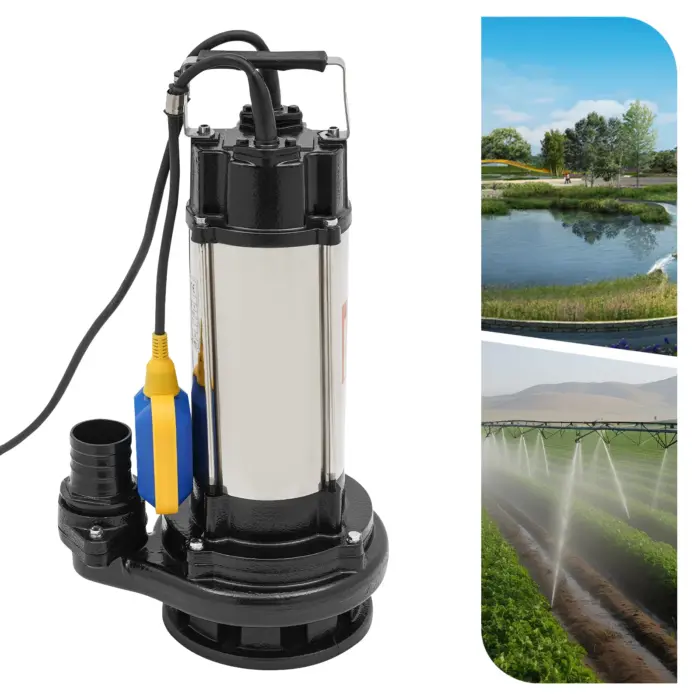 Tauchpumpe, 36000 l/h, Abwasser, schmutzige Abflusswasserpumpe mit Schwimmerschalter, Sumpf, 2 PS, industrieller Tauchpumpe aus Edelstahl – Bild 4