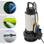 Tauchpumpe, 36000 l/h, Abwasser, schmutzige Abflusswasserpumpe mit Schwimmerschalter, Sumpf, 2 PS, industrieller Tauchpumpe aus Edelstahl