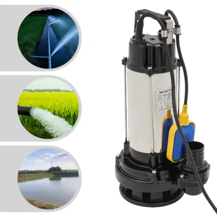 Tauchpumpe, 36000 l/h, Abwasser, schmutzige Abflusswasserpumpe mit Schwimmerschalter, Sumpf, 2 PS, industrieller Tauchpumpe aus Edelstahl