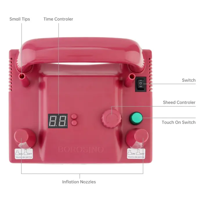 BOROSINO 600 W/800 W B362P B302P Timing Quantitativer elektrischer Ballonpumpen-Inflator für Festival/Party mit 2 Inflationsdüsen – Bild 3