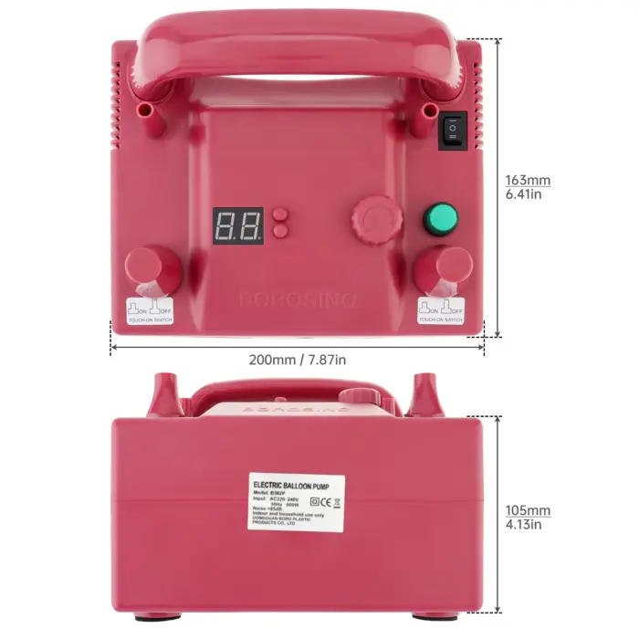 BOROSINO 600 W/800 W B362P B302P Timing Quantitativer elektrischer Ballonpumpen-Inflator für Festival/Party mit 2 Inflationsdüsen – Bild 2